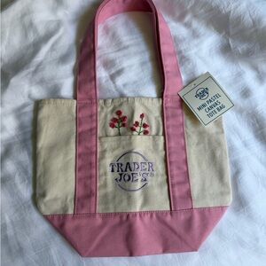 NWT Trader Joe’s Pink Pastel Mini Canvas Tote